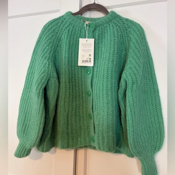 Sézane Emile Cardigan Bright Green - Size XXS - NWT - Picture 2 of 6